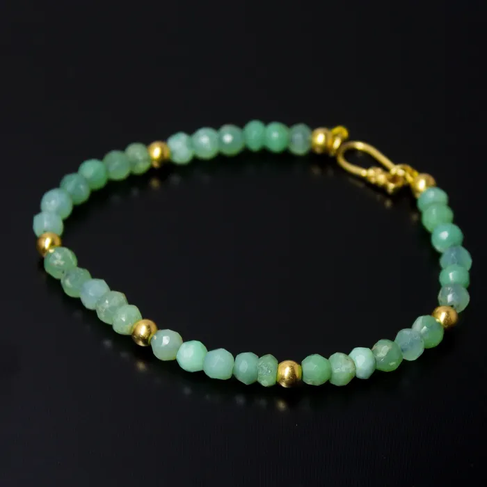 Bracelets Natural Green Chrysoprase Faceted Rondelle 18k Solid Gold Beaded Bracelet 6 inches Beads Supplies USA Bracelets Natural Green Chrysoprase Faceted Rondelle 18k Solid Gold Beaded Bracelet 6 inches Beads Supplies USA