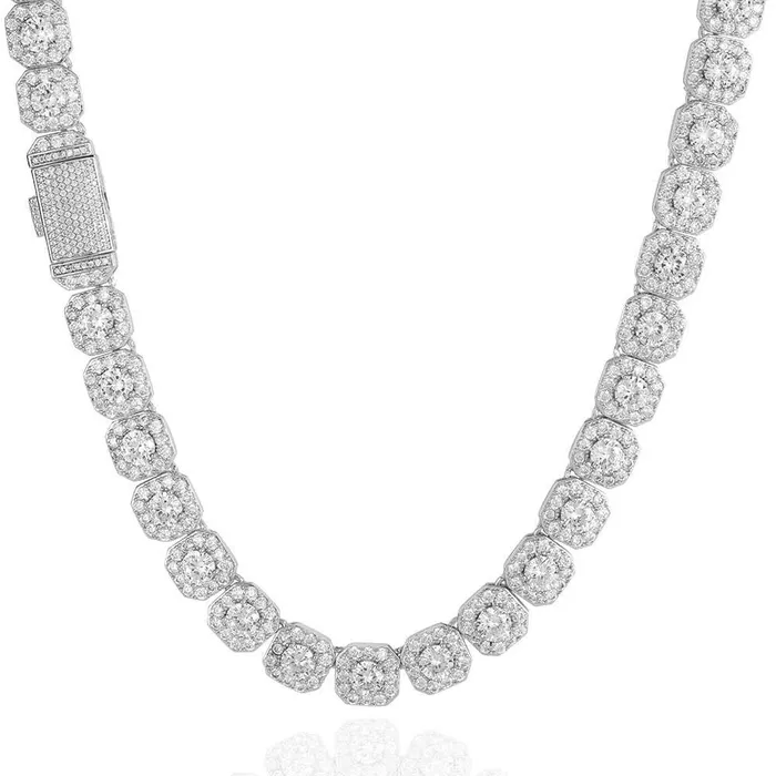 DongGuanNuoYa Charm Necklaces THE STAR CLUSTER 10mm Cluster Tennis Chain in White Gold