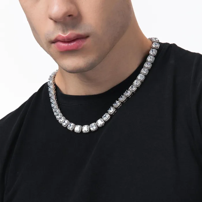 DongGuanNuoYa Charm Necklaces THE STAR CLUSTER 10mm Cluster Tennis Chain in White Gold