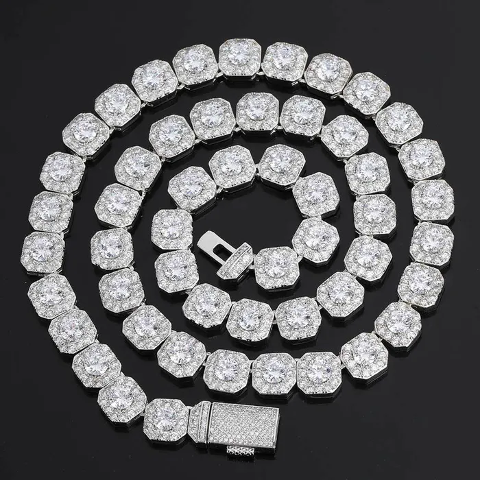DongGuanNuoYa Charm Necklaces THE STAR CLUSTER 10mm Cluster Tennis Chain in White Gold