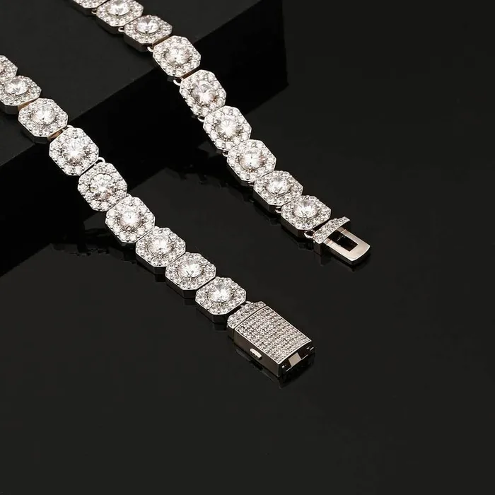 DongGuanNuoYa Charm Necklaces THE STAR CLUSTER 10mm Cluster Tennis Chain in White Gold