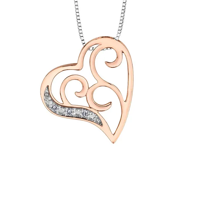 Forever Jewellery Necklaces 10kt Two Toned Gold Diamond Heart Pendant