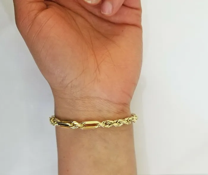 Globalwatches10 Bracelets 10k Yellow Gold Milano Rope Chain bracelet 85 5mm real gold hand chain Globalwatches10 Bracelets 10k Yellow Gold Milano Rope Chain bracelet 85 5mm real gold hand chain