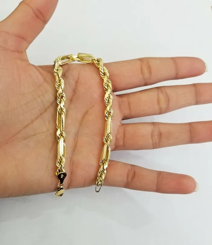Globalwatches10 Bracelets 10k Yellow Gold Milano Rope Chain bracelet 85 5mm real gold hand chain