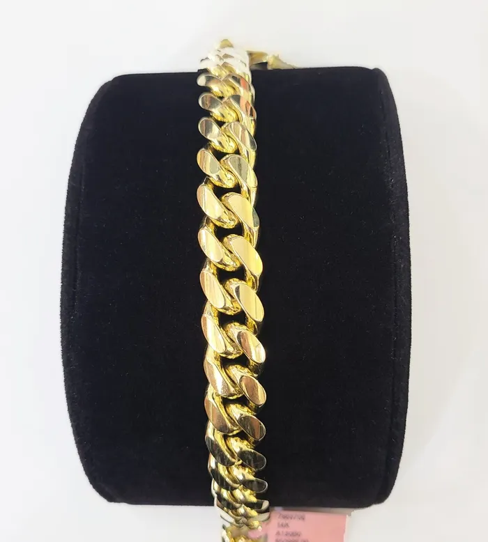 Gold and Diamond Bracelets 14K Solid Yellow Gold Miami Cuban Bracelet Box Clasp 8 Inch 13mm Link HEAVY