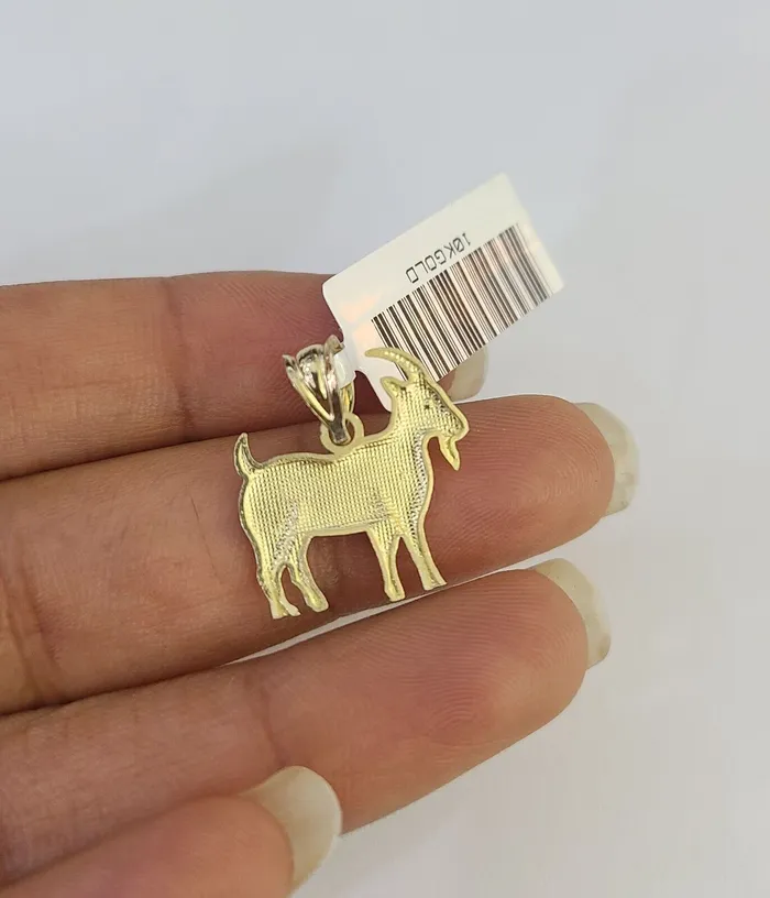 Gold and Diamond Necklaces 10k 25mm Rope Chain GOAT Pendant 1830 Yellow Gold Set Charm Necklace
