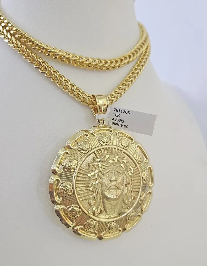 Gold and Diamond Necklaces 10K Franco Chain Jesus Mary Pendant Charm Necklace 2026 5mm Gold SET Yellow Gold and Diamond Necklaces 10K Franco Chain Jesus Mary Pendant Charm Necklace 2026 5mm Gold SET Yellow