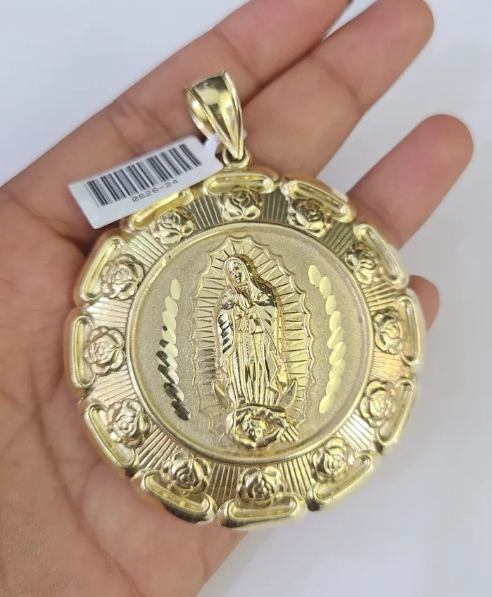 Gold and Diamond Necklaces 10K Franco Chain Jesus Mary Pendant Charm Necklace 2026 5mm Gold SET Yellow