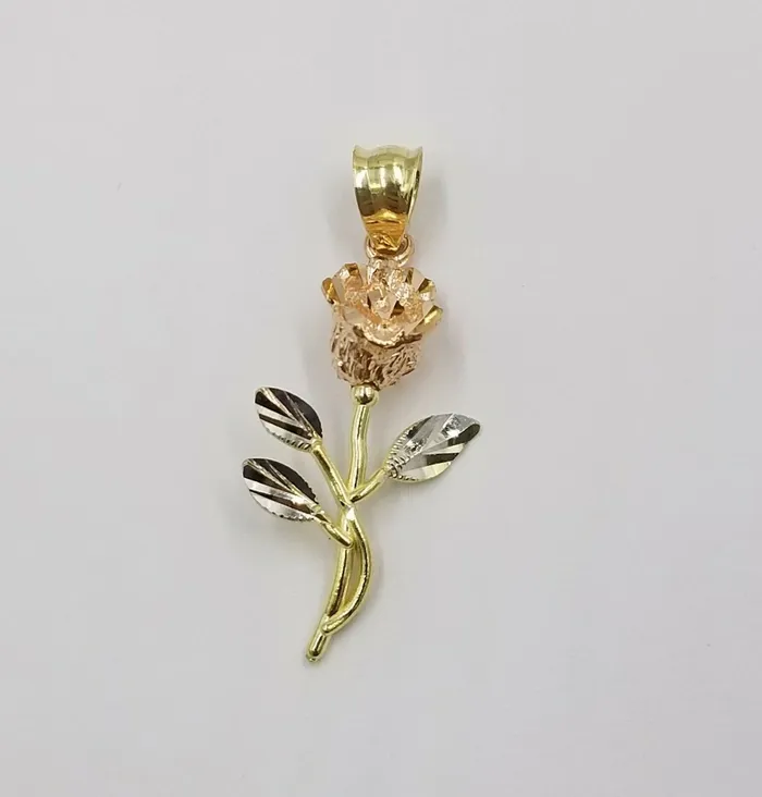 Gold and Diamond Necklaces Solid 10k Rose Yellow White Gold Rose Flower Charm Trio Pendant DiamondCut Women Gold and Diamond Necklaces Solid 10k Rose Yellow White Gold Rose Flower Charm Trio Pendant DiamondCut Women