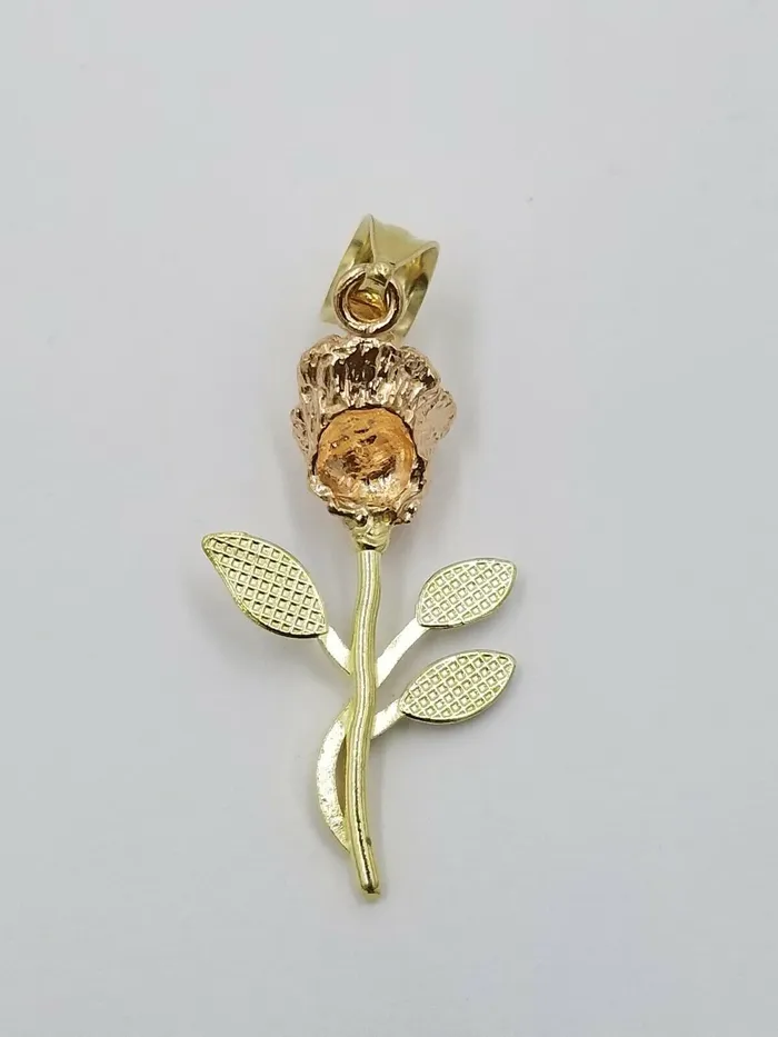 Gold and Diamond Necklaces Solid 10k Rose Yellow White Gold Rose Flower Charm Trio Pendant DiamondCut Women