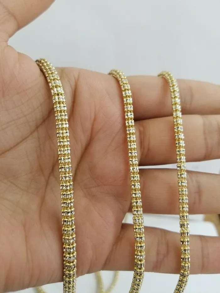Gold and Diamond Necklaces Solid 10k Yellow Gold Iced Chain 35mm 4mm 5m Diamond Cut Necklace 20 24