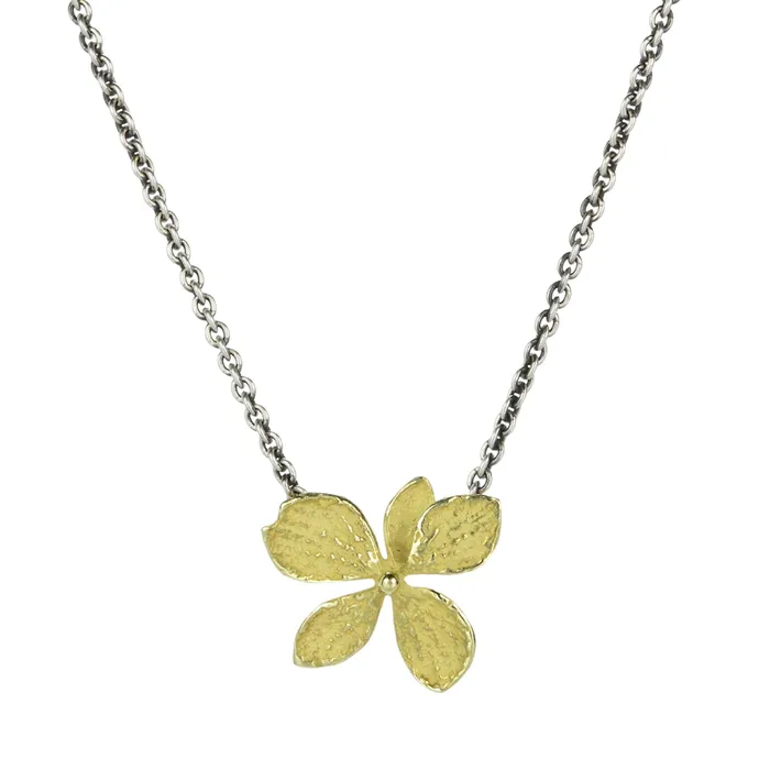 Gold Silver Single Hydrangea Necklace John Iversen Necklaces