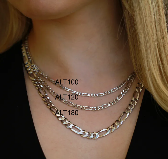 Independent Jewellers Necklaces Sterling Silver ALT180 79mm Figaro Chain 22inch Independent Jewellers Necklaces Sterling Silver ALT180 79mm Figaro Chain 22inch