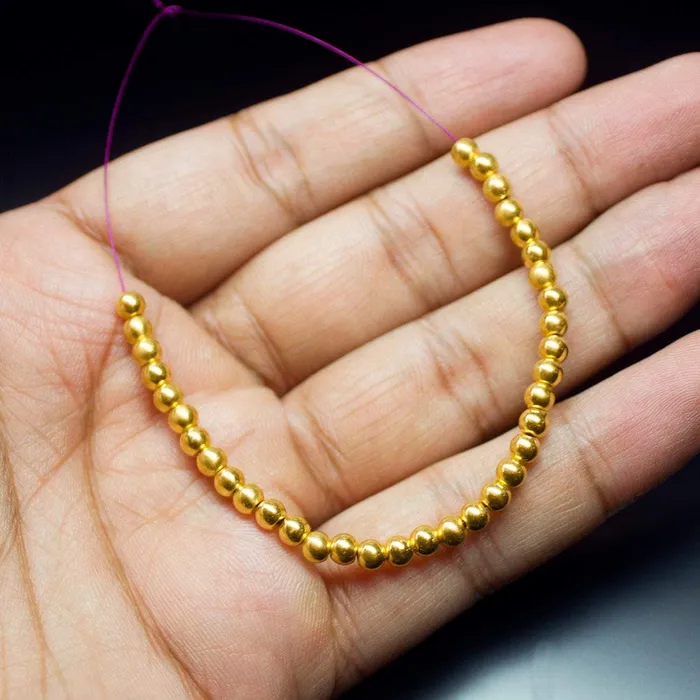 Jalvi Co PreStyled Sets 18k Solid Gold Handmade Tribal Round Sphere Spacer Beads Strand 4mm 10pc