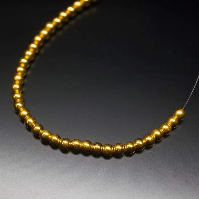 Jalvi Co PreStyled Sets 18k Solid Gold Handmade Tribal Round Sphere Spacer Beads Strand 4mm 10pc