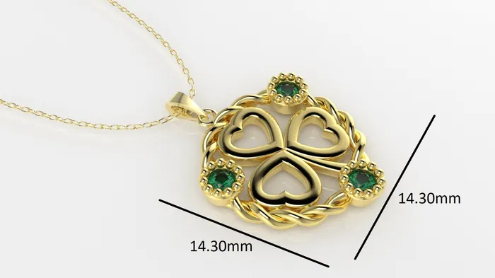 Jcm 21 jewelry Necklaces 14K Pendant with 3 Emeralds STT Bezel Only Pendant Heart Style Filigree Rope