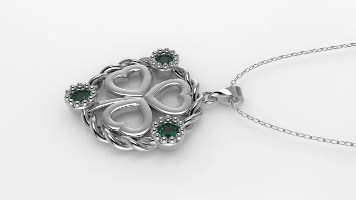 Jcm 21 jewelry Necklaces 14K Pendant with 3 Emeralds STT Bezel Only Pendant Heart Style Filigree Rope