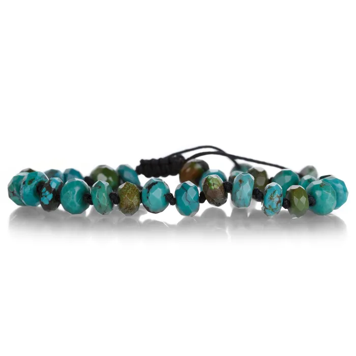 Joseph Brooks Bracelets Faceted Arizona Turquoise Macrame Beaded Bracelet