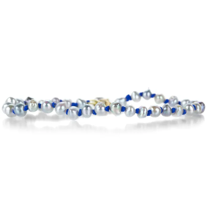 Keshi Akoya Pearl Bracelet on Blue Cord Lene Vibe Bracelets