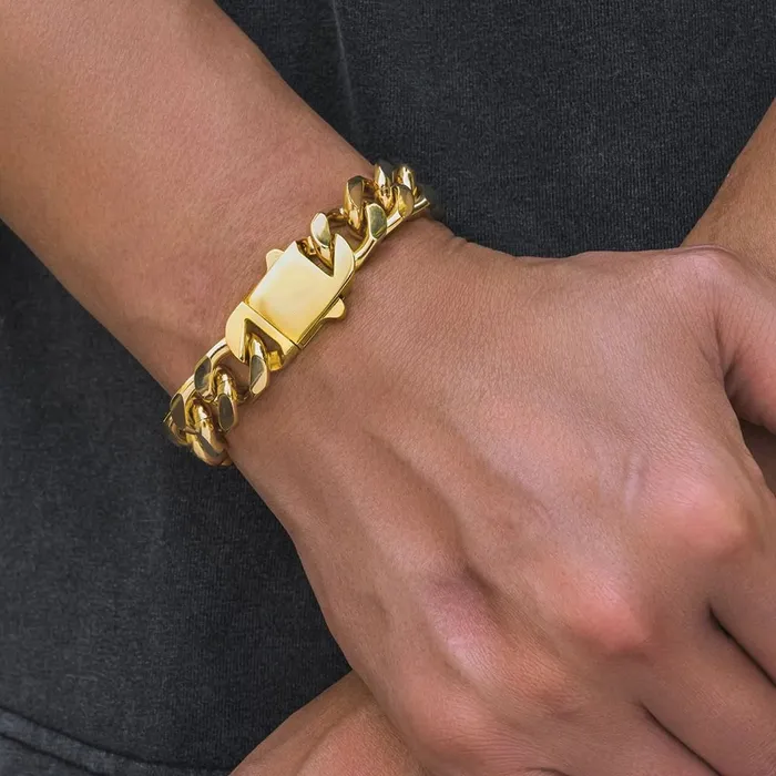 KRKC Bracelets The Golden Time 14mm Cuban Link Bracelet in 18K Gold
