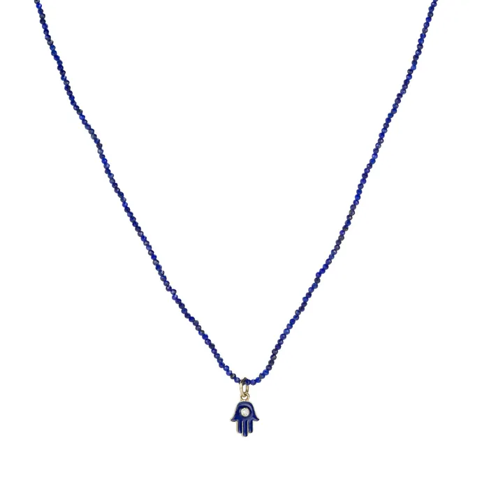 Lapis Necklace with Hamsa Pendant Margaret Solow Necklaces