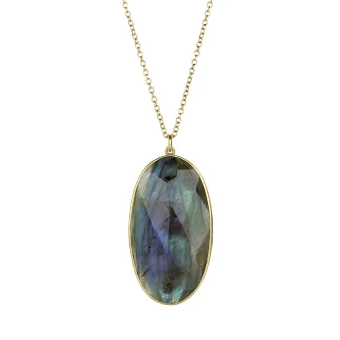 Lola Brooks Large Oval Labradorite Necklace Necklaces