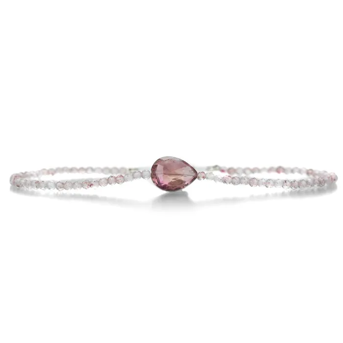 Margaret Solow Bracelets Strawberry Quartz and Tourmaline Beaded Bracelet