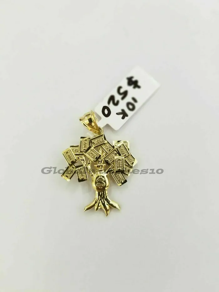 Necklaces 10K Gold 100 Tree Charm Pendant with Rope Chain 25mm 18 20 22 24 26 inch Real Gold and Diamond