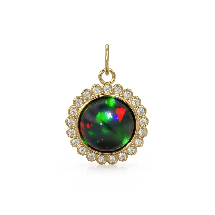 Necklaces 26mm 14K Solid Yellow Gold Diamond Black Opal Round Coin Shape Charm Necklace Pendant Jalvi Co Necklaces 26mm 14K Solid Yellow Gold Diamond Black Opal Round Coin Shape Charm Necklace Pendant Jalvi Co