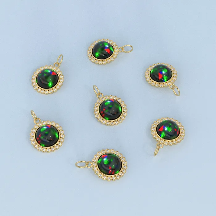 Necklaces 26mm 14K Solid Yellow Gold Diamond Black Opal Round Coin Shape Charm Necklace Pendant Jalvi Co Necklaces 26mm 14K Solid Yellow Gold Diamond Black Opal Round Coin Shape Charm Necklace Pendant Jalvi Co
