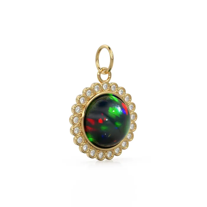 Necklaces 26mm 14K Solid Yellow Gold Diamond Black Opal Round Coin Shape Charm Necklace Pendant Jalvi Co Necklaces 26mm 14K Solid Yellow Gold Diamond Black Opal Round Coin Shape Charm Necklace Pendant Jalvi Co