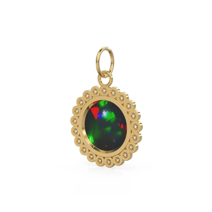 Necklaces 26mm 14K Solid Yellow Gold Diamond Black Opal Round Coin Shape Charm Necklace Pendant Jalvi Co Necklaces 26mm 14K Solid Yellow Gold Diamond Black Opal Round Coin Shape Charm Necklace Pendant Jalvi Co