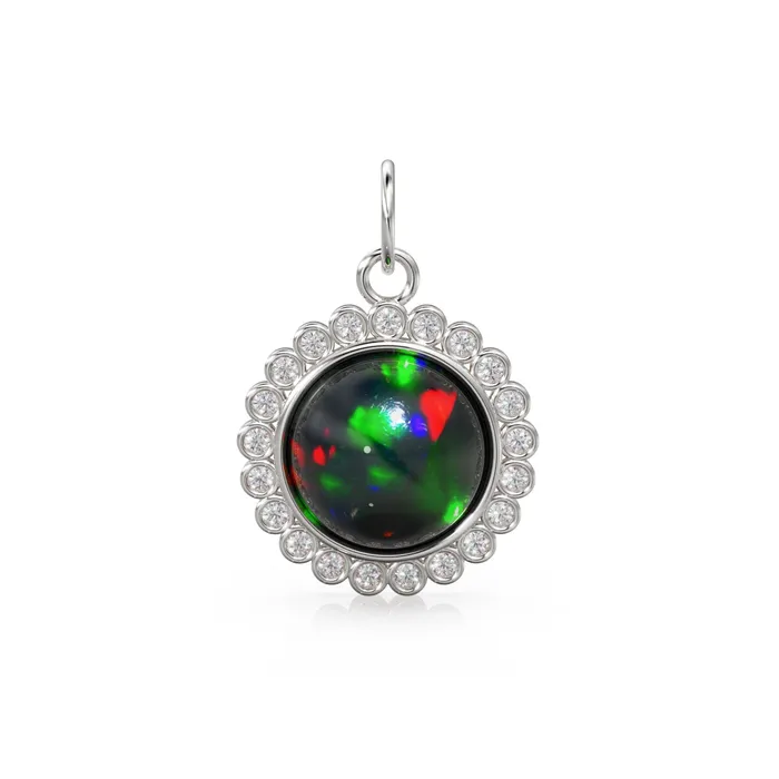 Necklaces 26mm 14K Solid Yellow Gold Diamond Black Opal Round Coin Shape Charm Necklace Pendant Jalvi Co Necklaces 26mm 14K Solid Yellow Gold Diamond Black Opal Round Coin Shape Charm Necklace Pendant Jalvi Co