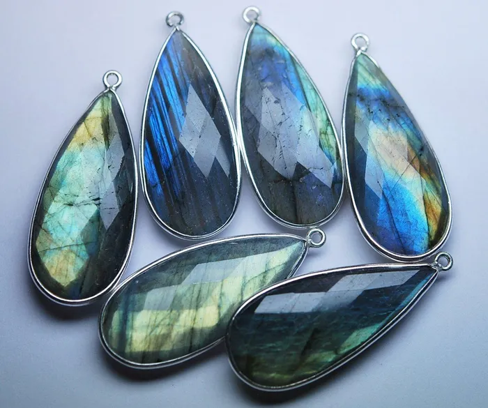 Necklaces Beads Supplies USA 925 Sterling SilverLabradorite Faceted Pear Shape Pendant 5 Piece Of 38mm Approx Necklaces Beads Supplies USA 925 Sterling SilverLabradorite Faceted Pear Shape Pendant 5 Piece Of 38mm Approx