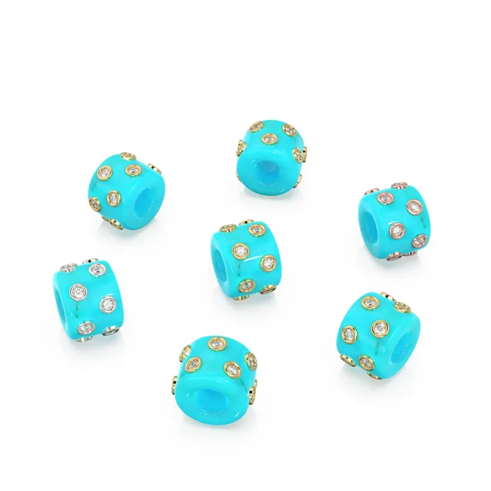 Necklaces Blue Sky Turquoise Real Diamond 18k Solid Gold Eternity Rondelle Wheel Spacer Large Hole Necklace Charm Beads Jalvi Co Necklaces Blue Sky Turquoise Real Diamond 18k Solid Gold Eternity Rondelle Wheel Spacer Large Hole Necklace Charm Beads Jalvi Co