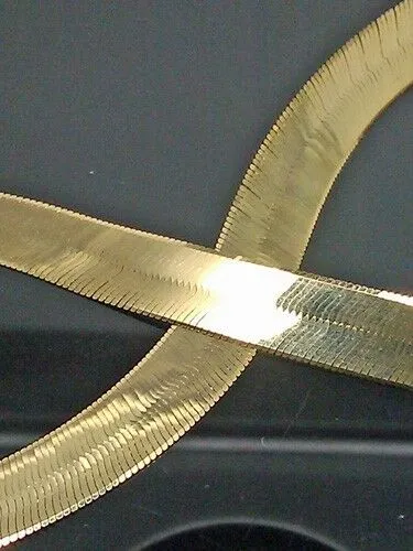 Necklaces Gold and Diamond Real 10K Solid Yellow Gold Chain Herringbone Necklace 10mm Thick 22 inch Length