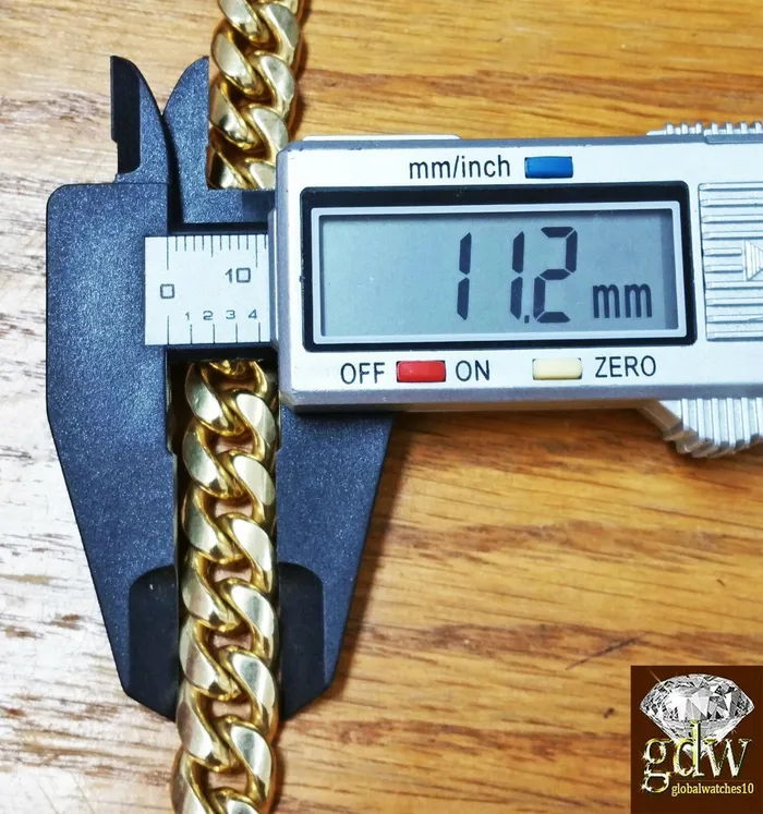 Necklaces Gold and Diamond Real 10K Yellow Gold Miami Cuban Chain Necklace 11mm 30 Box Clasp