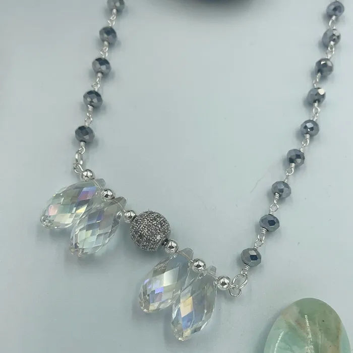Necklaces Sophiareneboutique Faceted AB Crystal Drop Necklace 17 With Ext