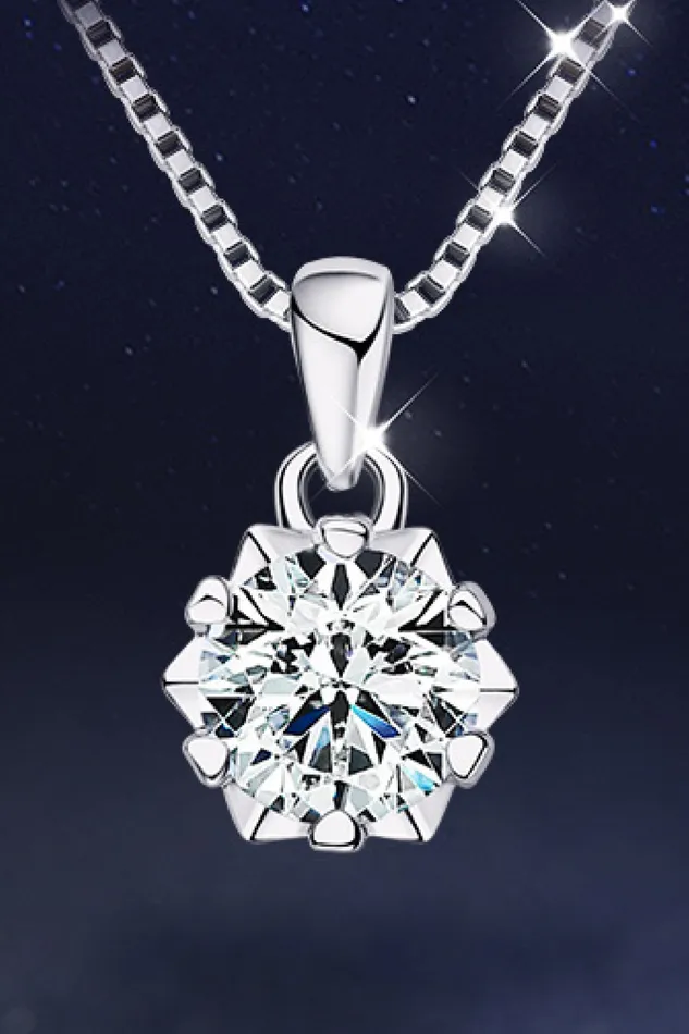 Necklaces Trendsi 1 Carat Moissanite Pendant PlatinumPlated Necklace