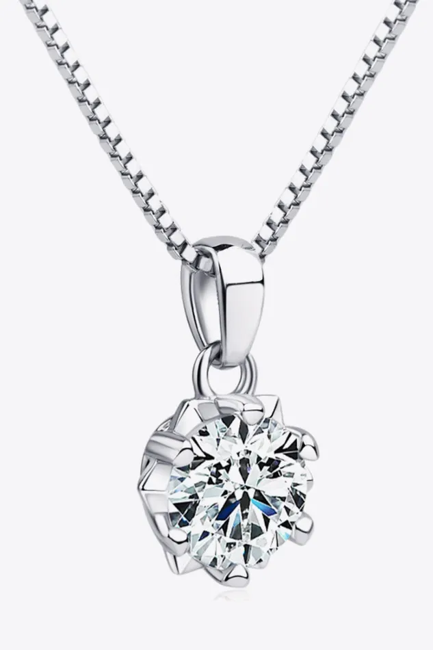 Necklaces Trendsi 1 Carat Moissanite Pendant PlatinumPlated Necklace