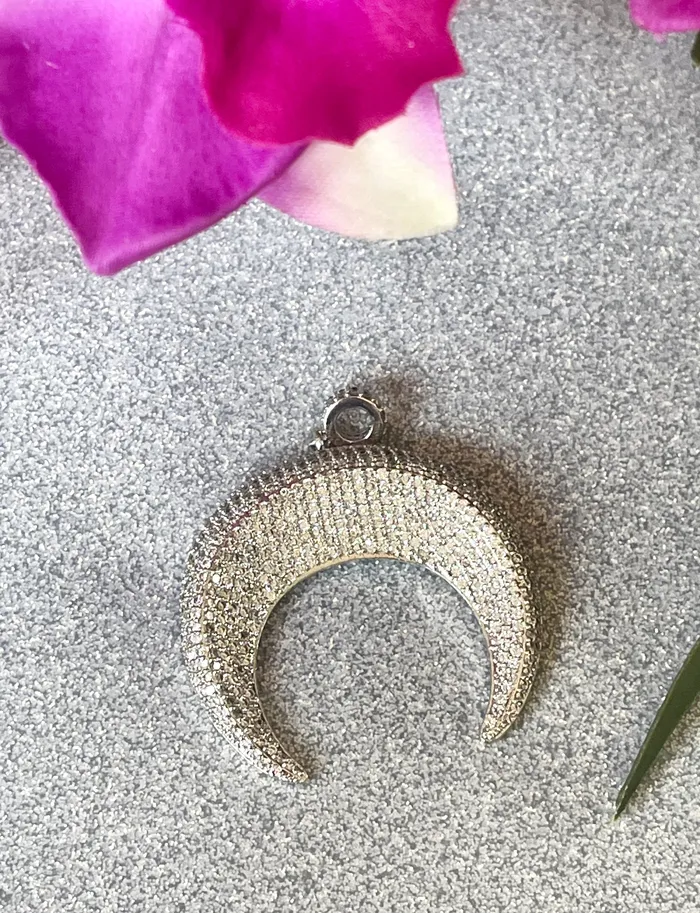 Pave Silver Crescent Pendant Sophiareneboutiquecom Necklaces