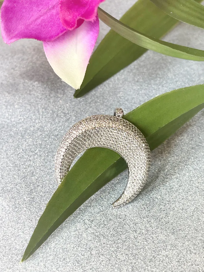Pave Silver Crescent Pendant Sophiareneboutiquecom Necklaces Pave Silver Crescent Pendant Sophiareneboutiquecom Necklaces