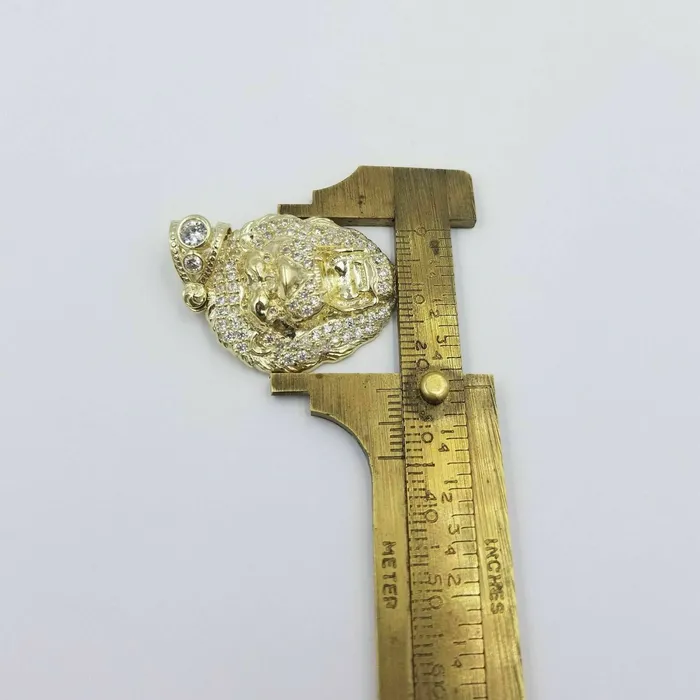 PreStyled Sets Gold and Diamond 10k Gold Charm Lion Head Pendant with Miami Cuban in 20 22 24 26 Inch Real Gold