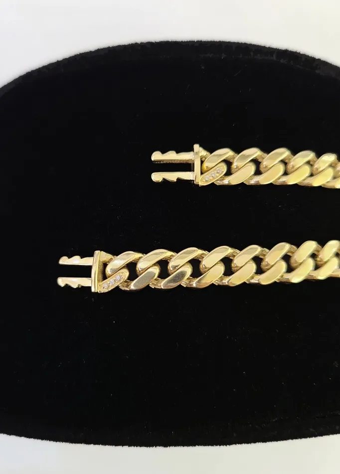 Real 10k Gold Monaco link Bracelet 7mm 7 8 10kt Men Women Box Clasp Genuine Gold and Diamond Bracelets