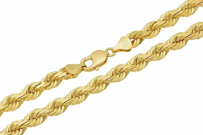 Solid 10k Yellow Gold Rope Chain 1mm10mm Diamond Cut Pendant Necklace1630 Gold and Diamond Necklaces