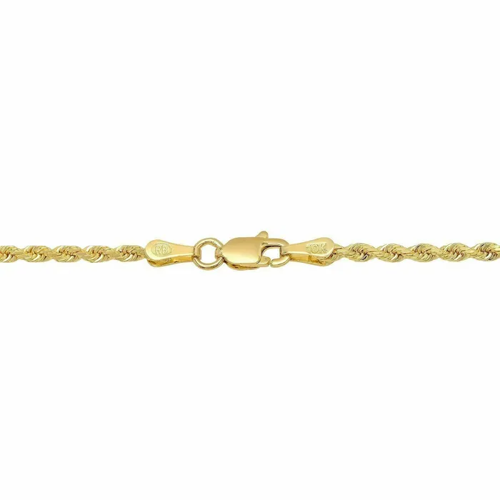 Solid 10k Yellow Gold Rope Chain 1mm10mm Diamond Cut Pendant Necklace1630 Gold and Diamond Necklaces
