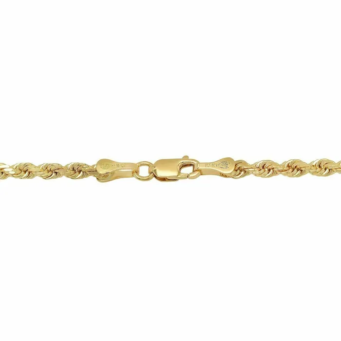 Solid 10k Yellow Gold Rope Chain 1mm10mm Diamond Cut Pendant Necklace1630 Gold and Diamond Necklaces