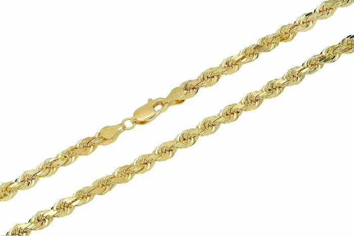 Solid 10k Yellow Gold Rope Chain 1mm10mm Diamond Cut Pendant Necklace1630 Gold and Diamond Necklaces