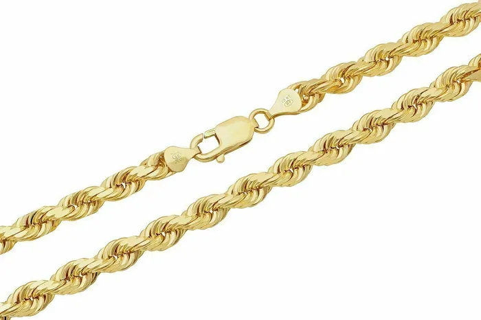 Solid 10k Yellow Gold Rope Chain 1mm10mm Diamond Cut Pendant Necklace1630 Gold and Diamond Necklaces