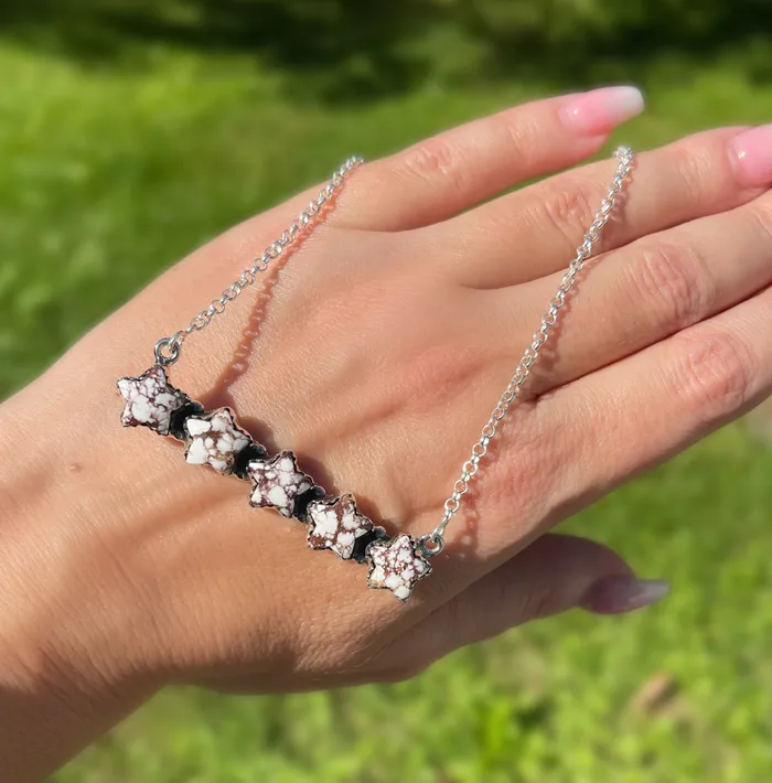 SophiaRene Boutique Necklaces Sterling Silver Star Bar Stone Necklace